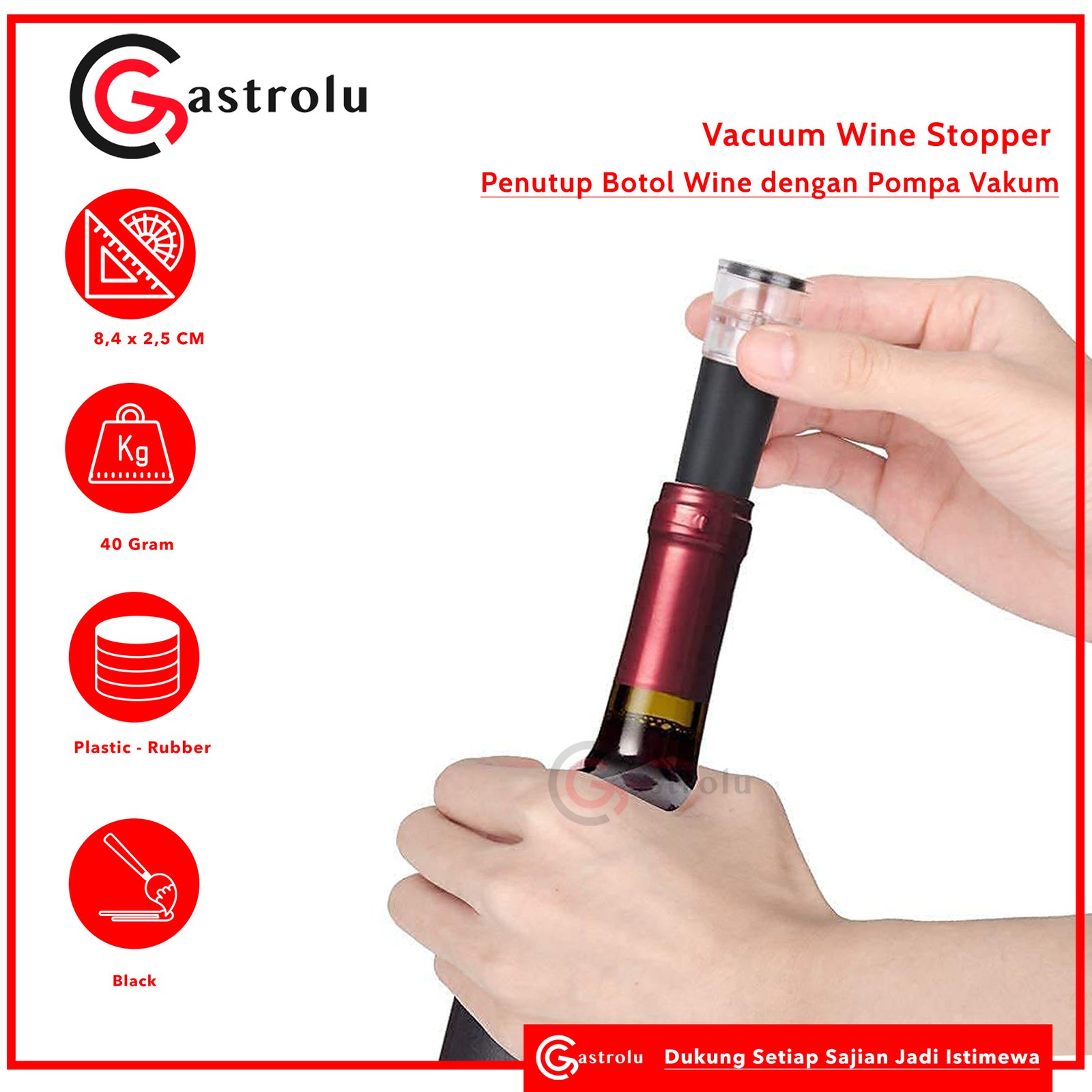 Vacuum Wine Stopper – Penutup Botol Wine dengan Pompa Vakum | Alat Pengawet Rasa Anggur Setelah Dibuka