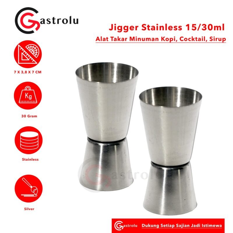 Jigger 15ml 30ml Stainless – Alat Takar Minuman Kopi, Cocktail, Sirup