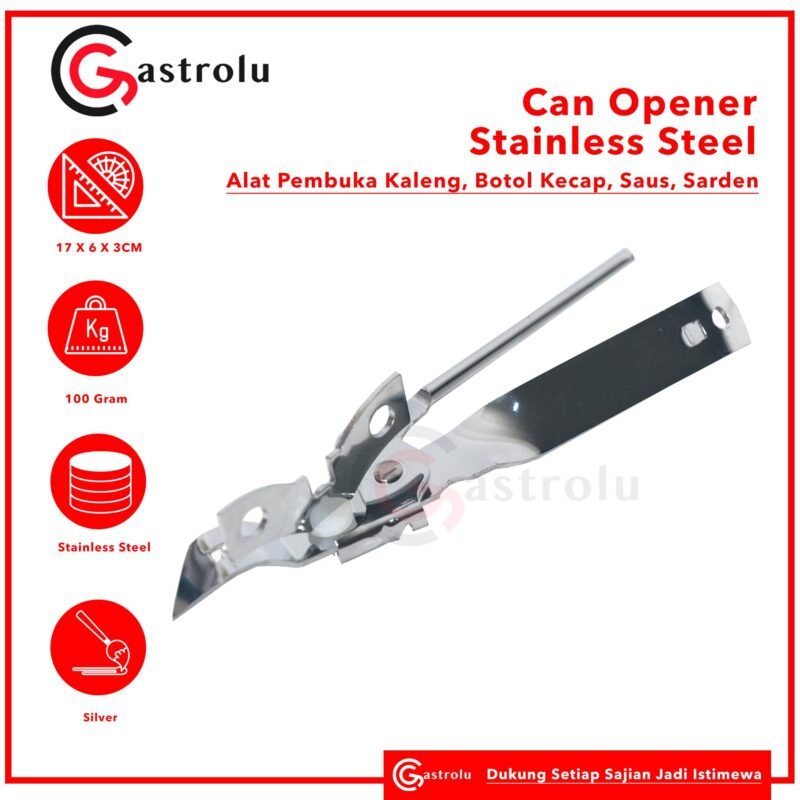 Can Opener Stainless – Alat Pembuka Kaleng, Tutup Botol Kecap, Saus, Sarden