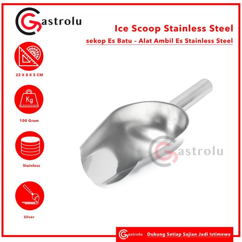 Sekop Es Batu Stainless – Ice Scoop Serbaguna Dapur & Cafe