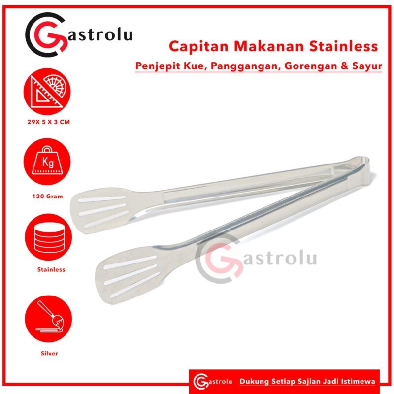 Capitan Makanan Stainless – Penjepit Serbaguna Kue, Gorengan, Panggangan