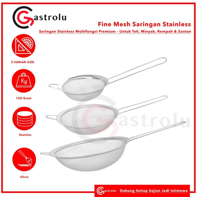 Fine Mesh Saringan Stainless – Teh, Santan, Bumbu, Minyak & Minuman