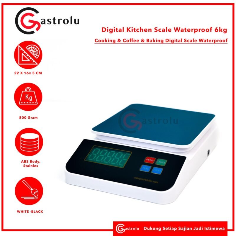 Digital Kitchen Scale Waterproof 6kg – Timbangan USB Tahan Air Presisi