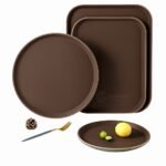 Nampan Saji Makanan Plastik Anti Slip | Tray Bulat & Kotak - Gambar 2