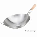 Wajan Stainless Steel Seasoning  Gagang Kayu – Wok Besar Anti Lengket Ala Chinese Food - Gambar 3