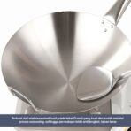 Wajan Stainless Steel Seasoning Gagang Kayu – Wok Besar Anti Lengket Ala Chinese Food - Gambar 5