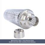 Cocktail Shaker Kaca dengan Resep & Takaran  | Tutup Stainless Steel - Gambar 4