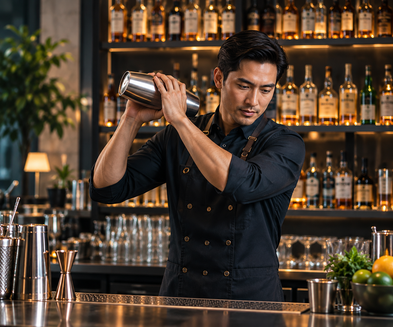 Professional bar tools and beverage service environment