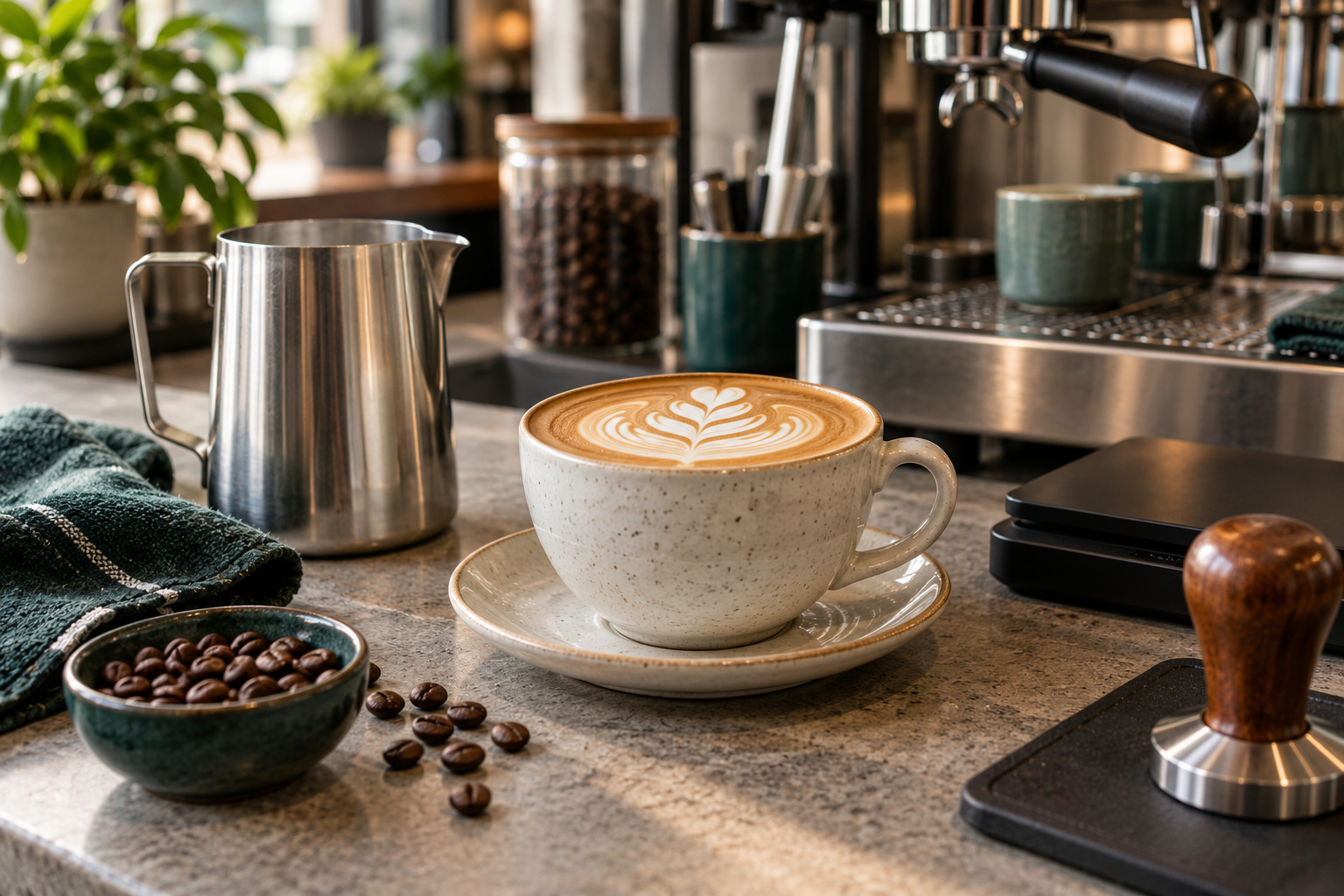 Espresso preparation using professional coffee equipment
